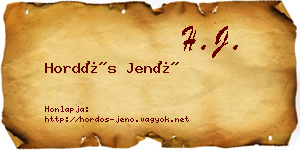 Hordós Jenő névjegykártya